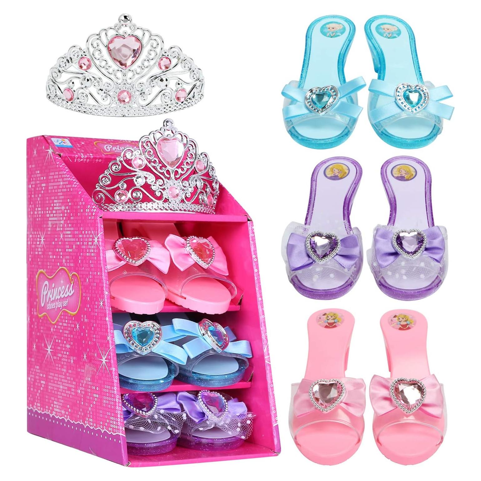 Conjunto de Juego de Princesa Mastom - 3 Pares de Zapatos + Tiara