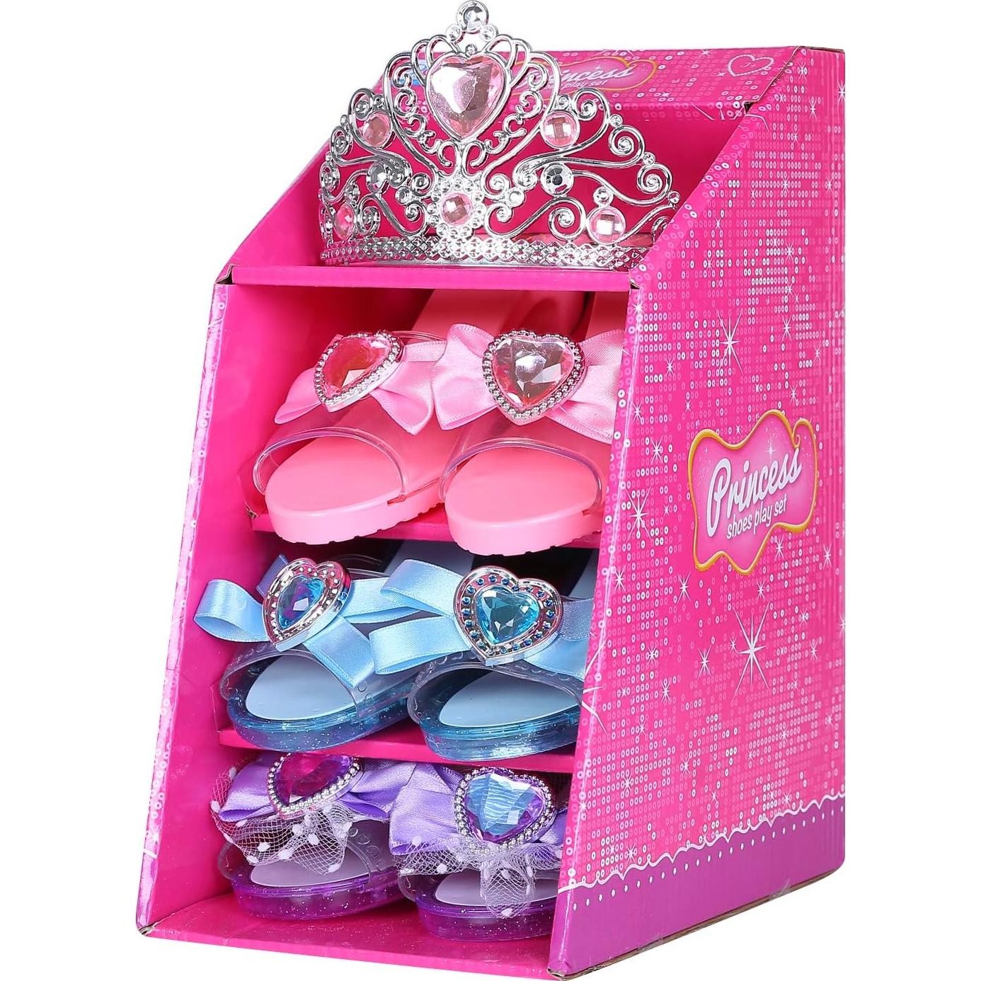 Conjunto de Juego de Princesa Mastom - 3 Pares de Zapatos + Tiara