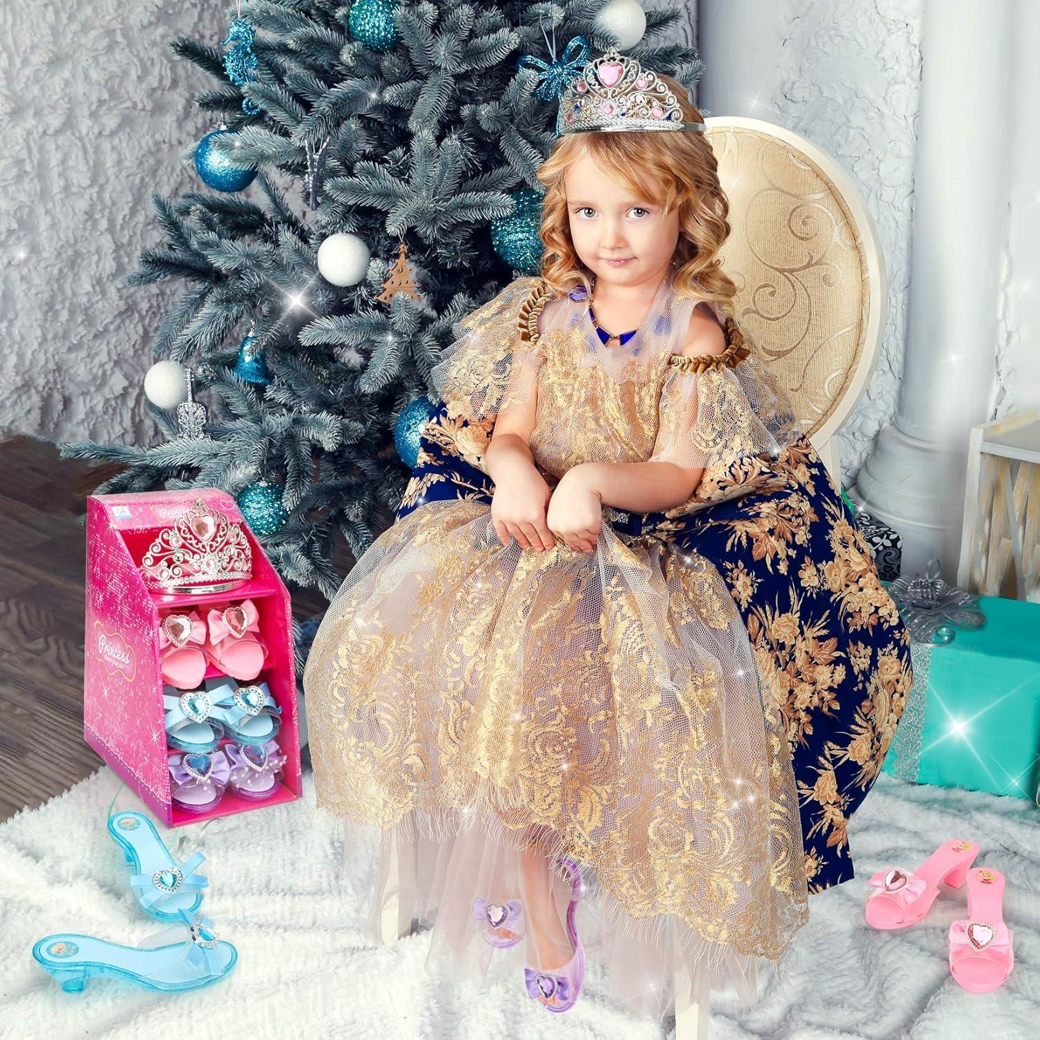 Conjunto de Juego de Princesa Mastom - 3 Pares de Zapatos + Tiara