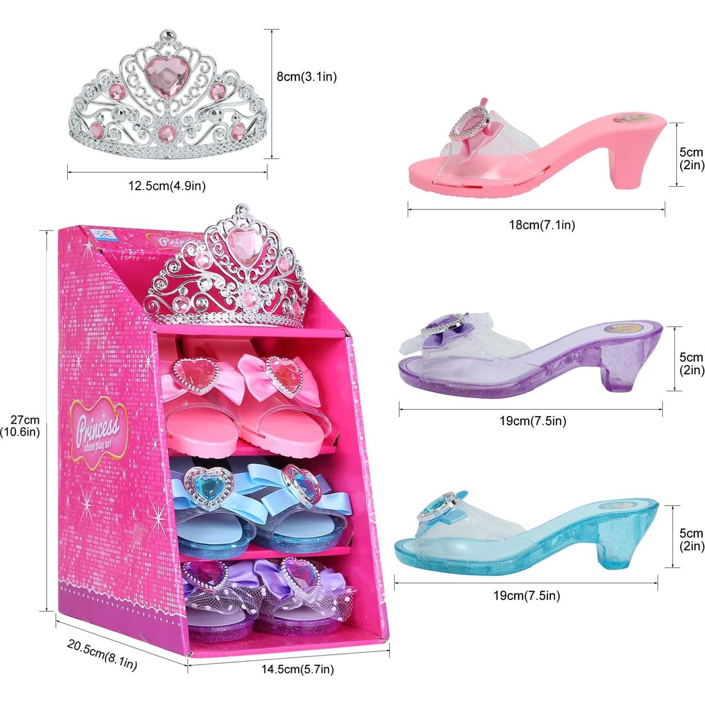 Conjunto de Juego de Princesa Mastom - 3 Pares de Zapatos + Tiara