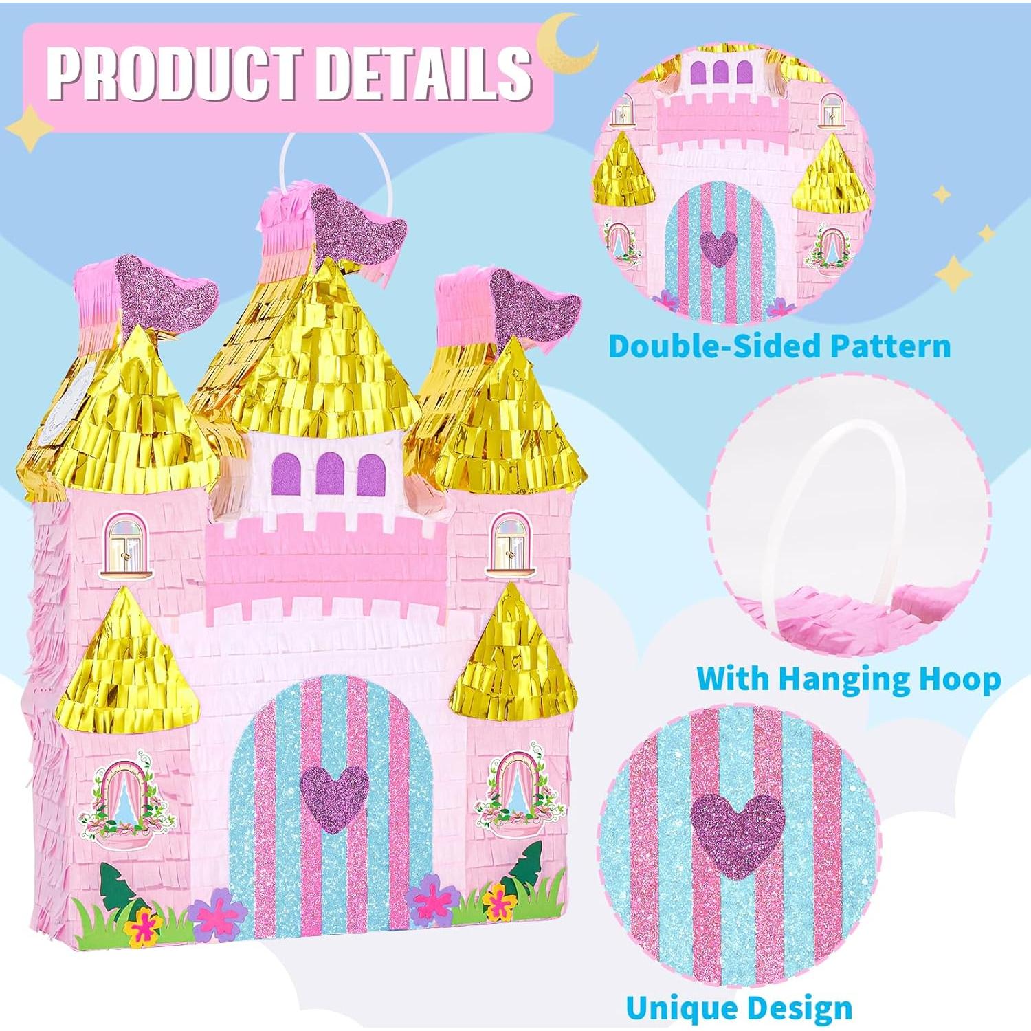 Piñata Castillo de Princesa WERNNSAI 41.9x31.6cm Rosa