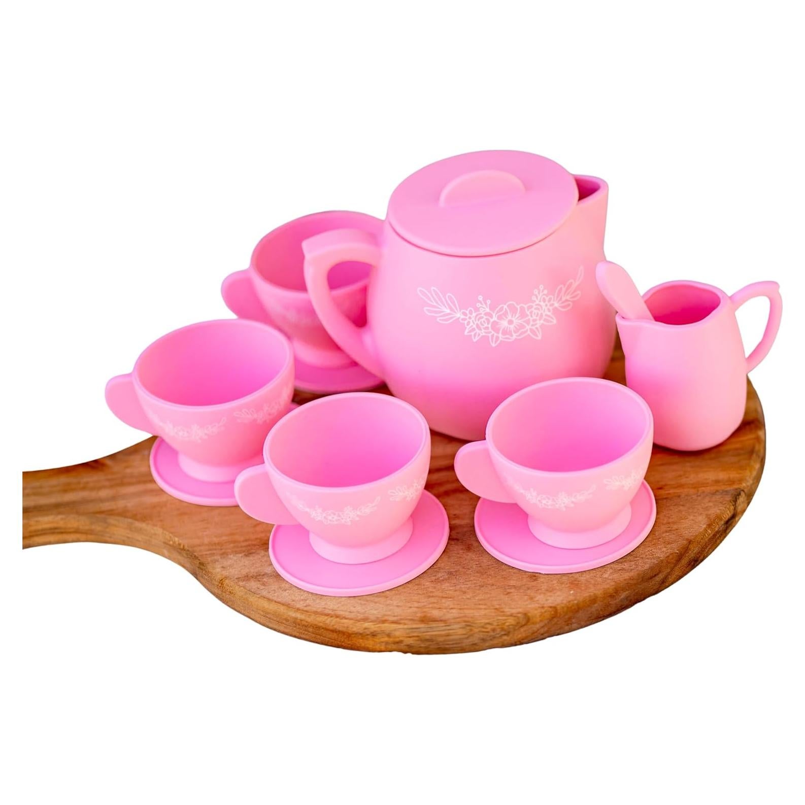 Juego de Té de Silicona Floral Kangde para Niñas 3-6 Años