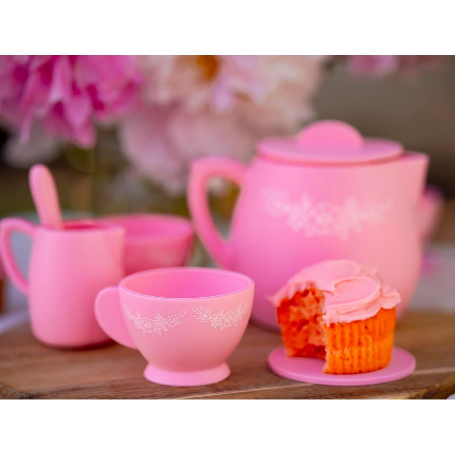 Juego de Té de Silicona Floral Kangde para Niñas 3-6 Años
