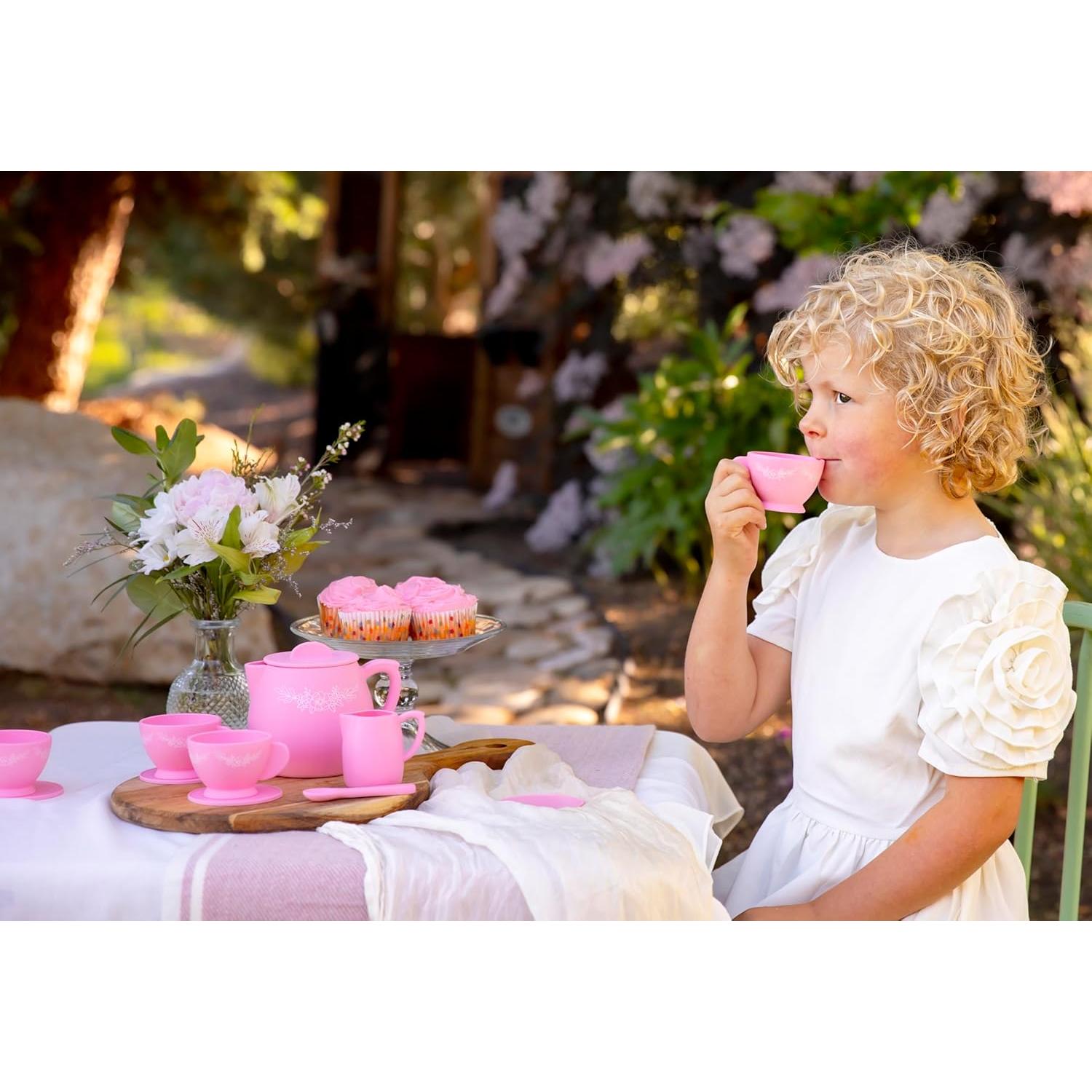 Juego de Té de Silicona Floral Kangde para Niñas 3-6 Años