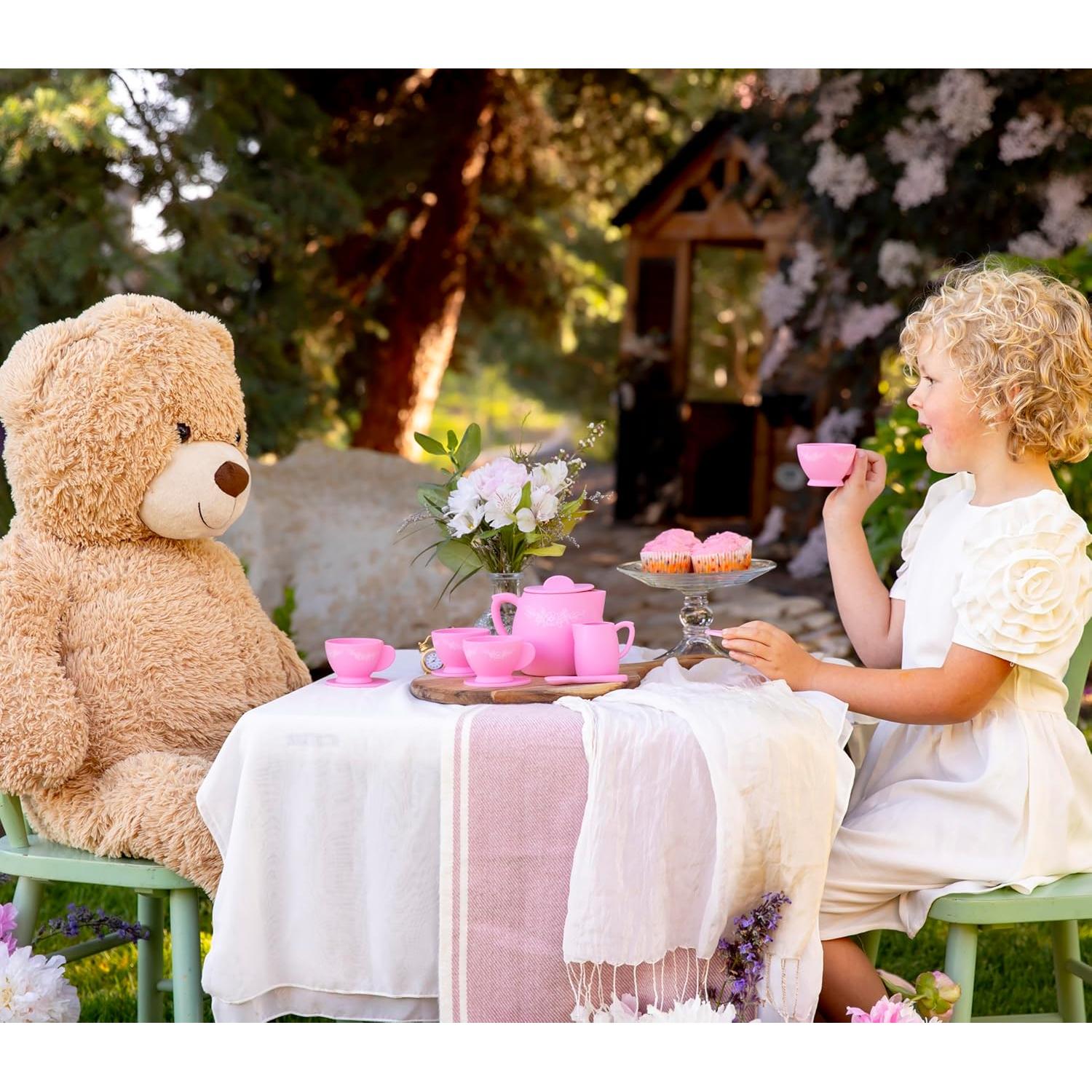 Juego de Té de Silicona Floral Kangde para Niñas 3-6 Años