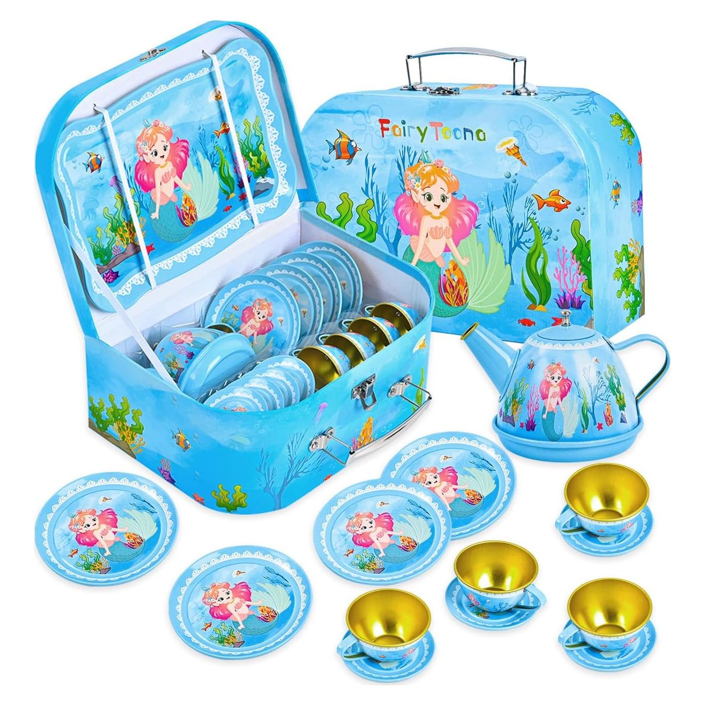 Juego de Té Sirena Fairy Toona 15 Piezas para Niñas 3-6 Años
