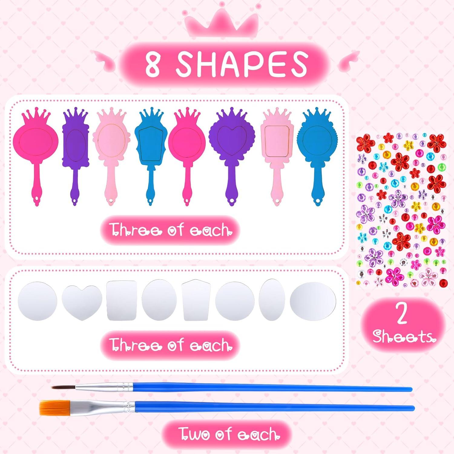 Paquete de 24 Espejos de Madera DIY RoundFunny para Niñas