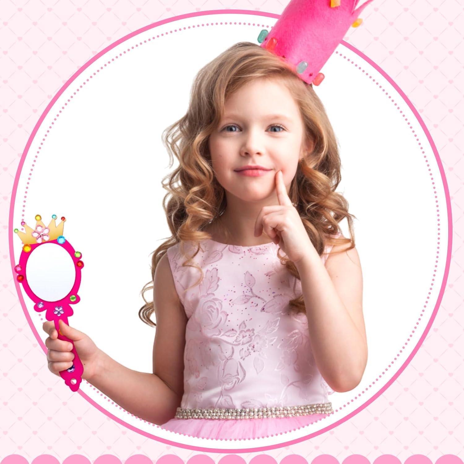 Paquete de 24 Espejos de Madera DIY RoundFunny para Niñas