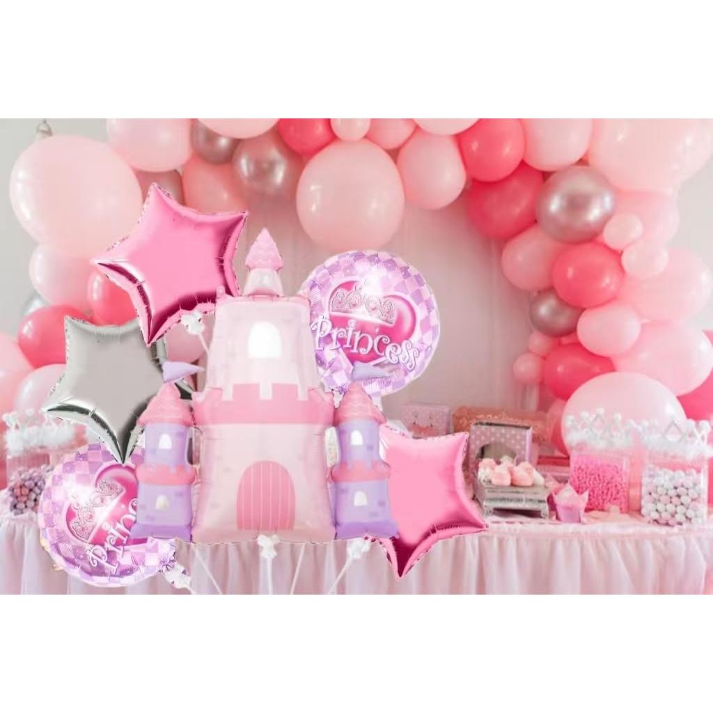 Globos de Fiesta Princesa Mylar Rosa 6 Piezas 81.5x76.2cm