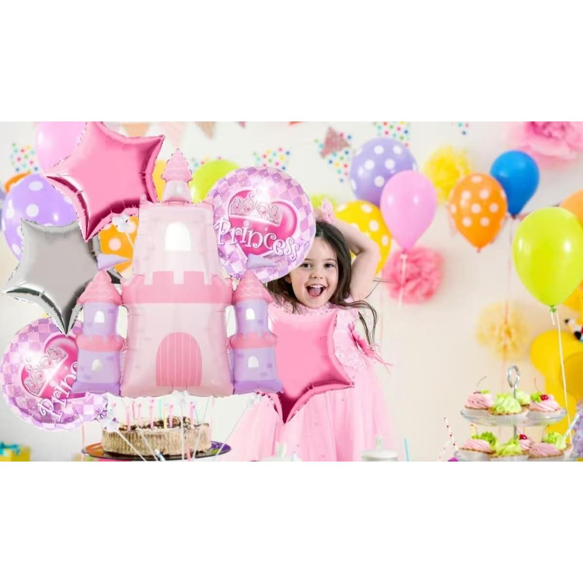 Globos de Fiesta Princesa Mylar Rosa 6 Piezas 81.5x76.2cm