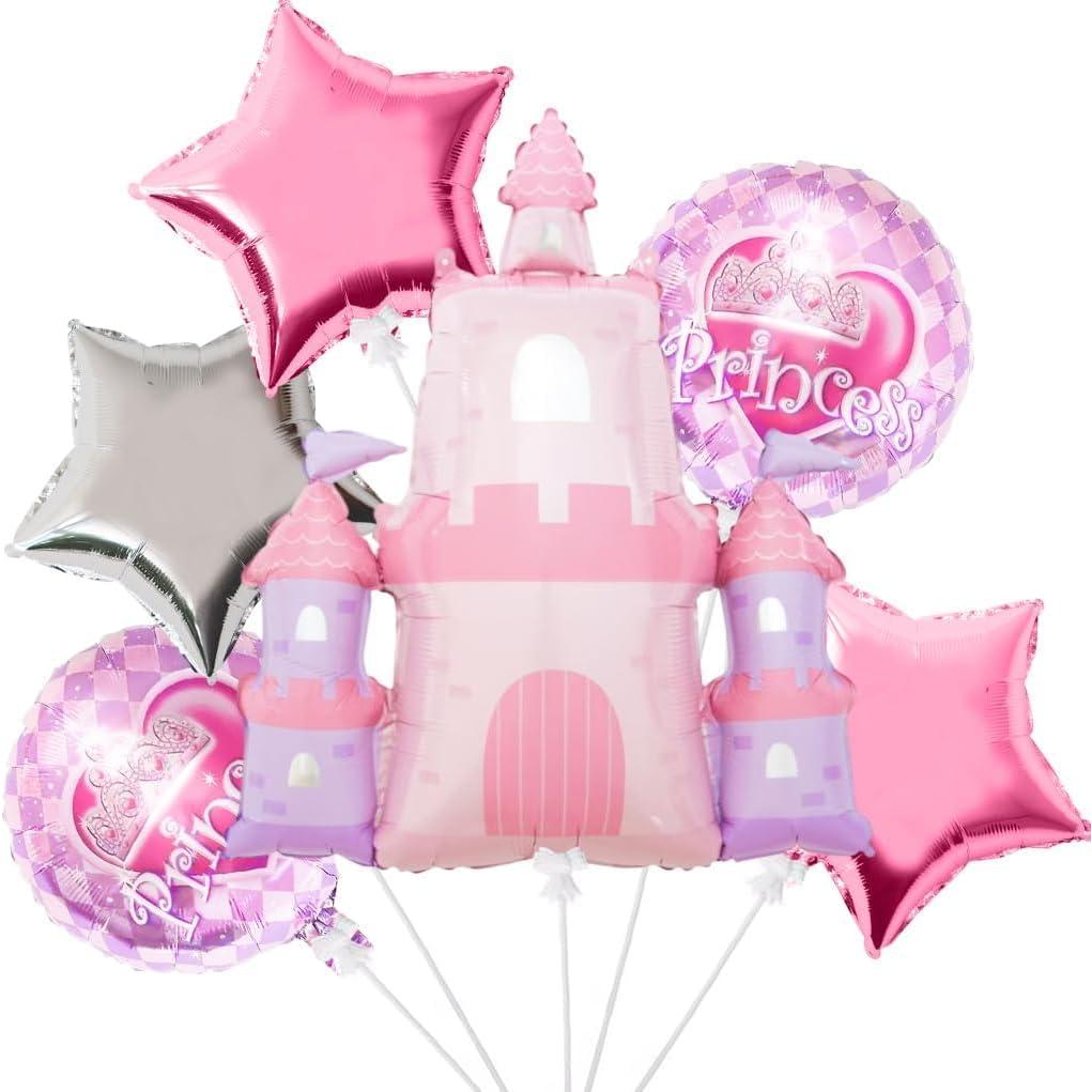 Globos de Fiesta Princesa Mylar Rosa 6 Piezas 81.5x76.2cm