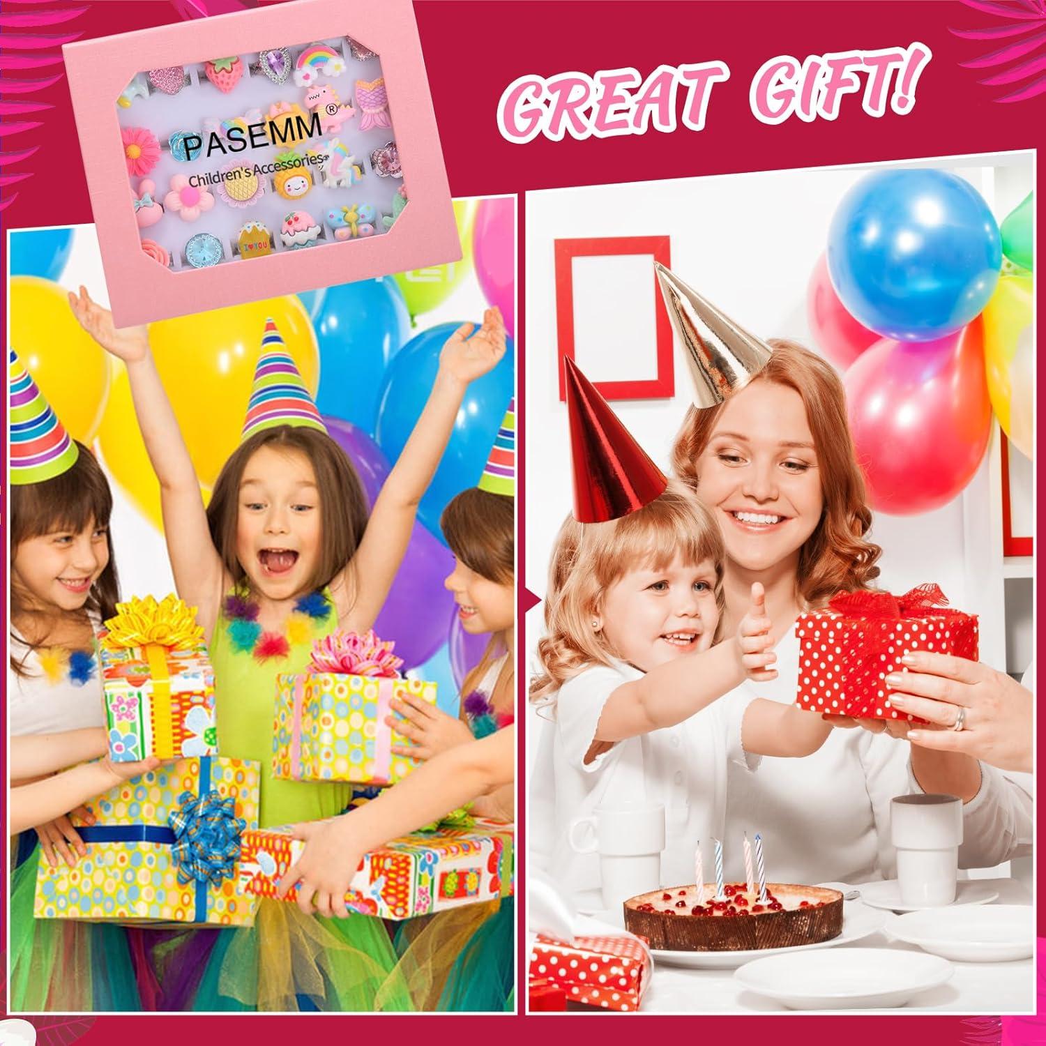 24 Anillos de Joyería Ajustables para Niñas PASEMM