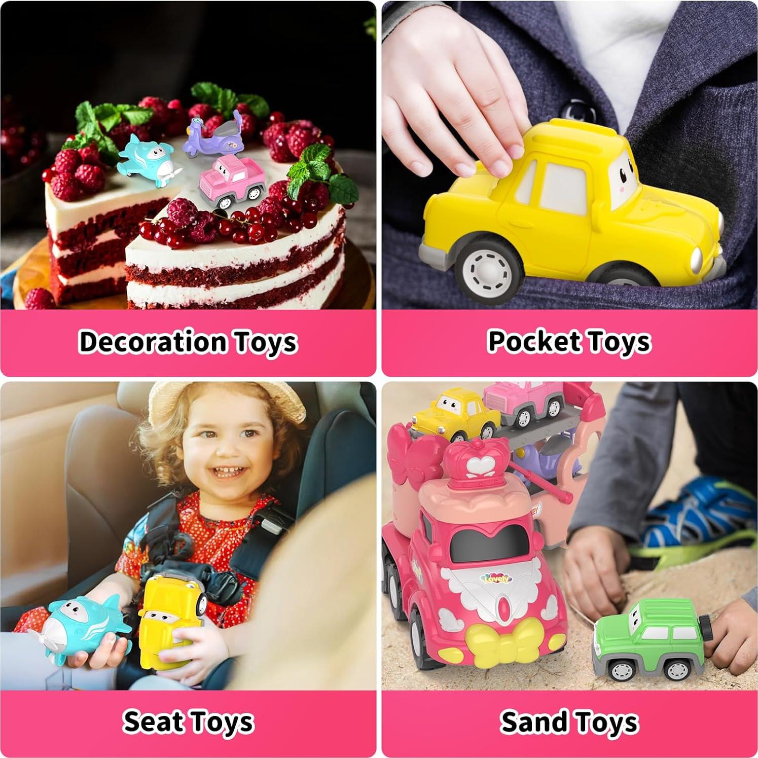 Set de Juguetes de Camiones Newcrave 7 en 1 para Niñas 1-3 Años