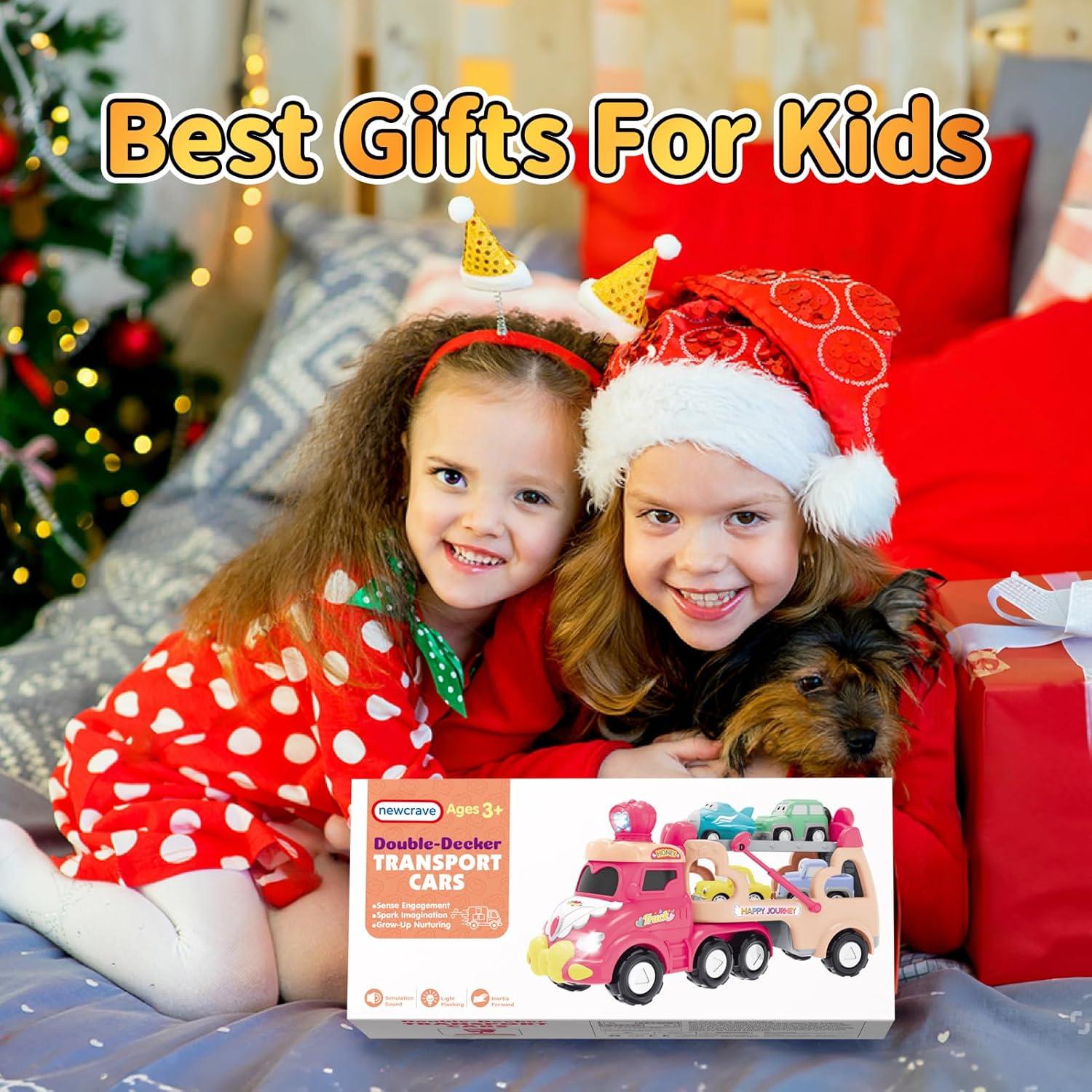 Set de Juguetes de Camiones Newcrave 7 en 1 para Niñas 1-3 Años