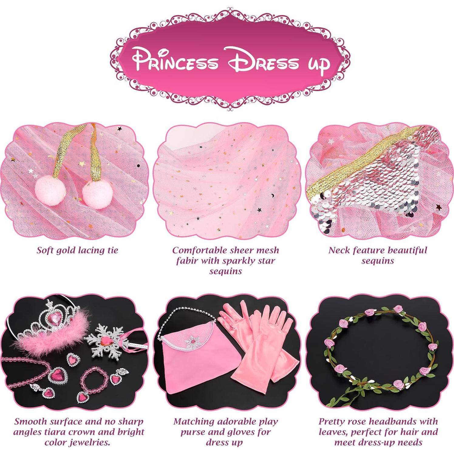 Conjunto de Capa de Princesa Fedio 12 Piezas para Niñas 3-8 Años