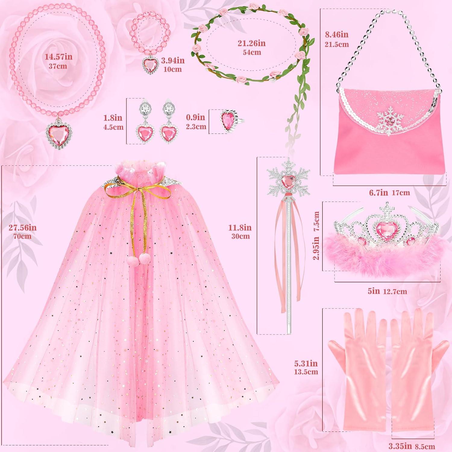 Conjunto de Capa de Princesa Fedio 12 Piezas para Niñas 3-8 Años