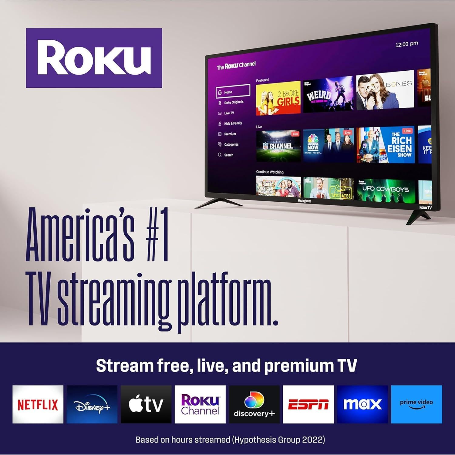 Televisor Westinghouse Roku 4K UHD 109 cm Wi-Fi HDR
