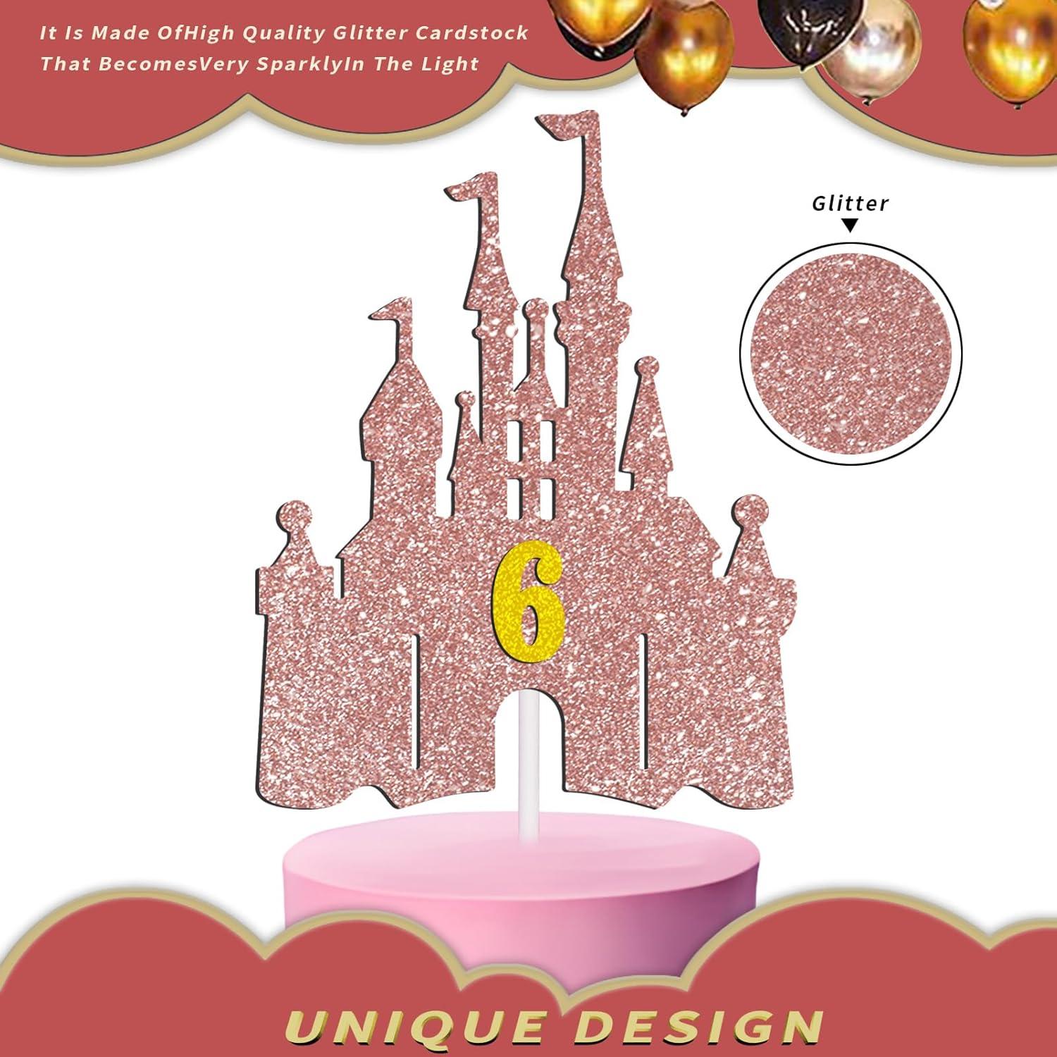 Adorno de Pastel de Princesa Oro Rosa - Decoración Fiesta Cumpleaños