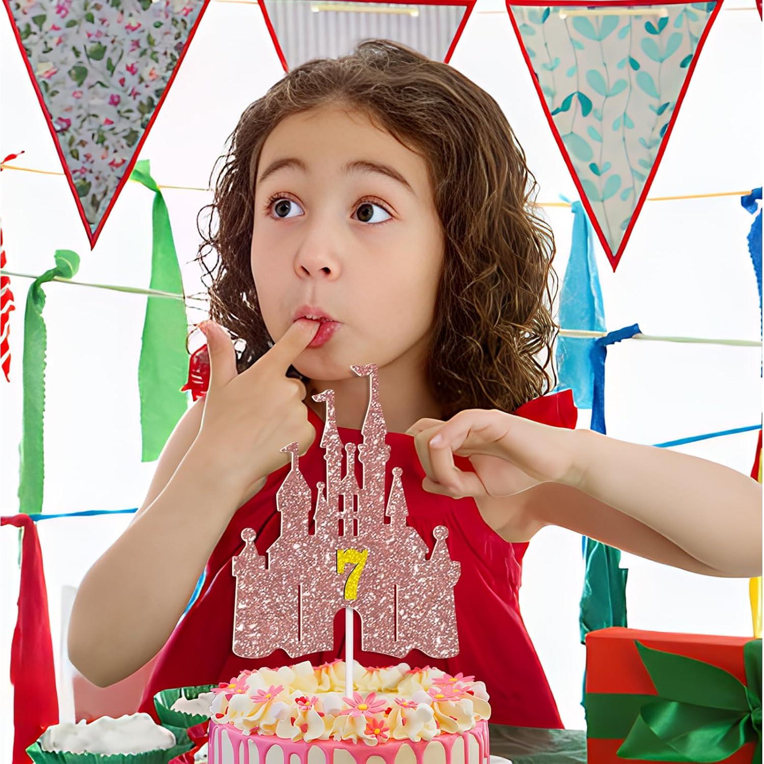 Adorno de Pastel de Princesa Oro Rosa - Decoración Fiesta Cumpleaños