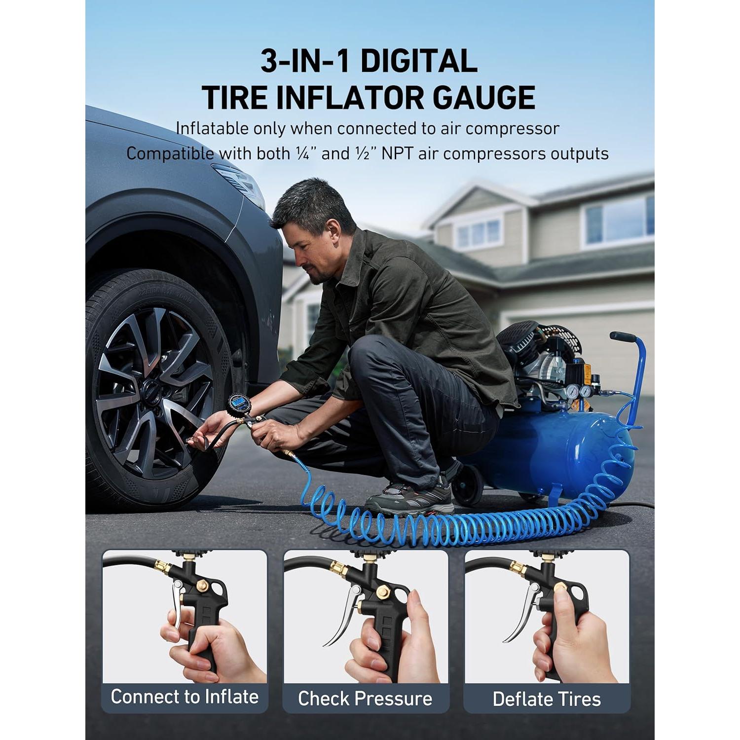 Medidor de Presión de Neumáticos Digital AstroAI con Inflador 3-250 PSI