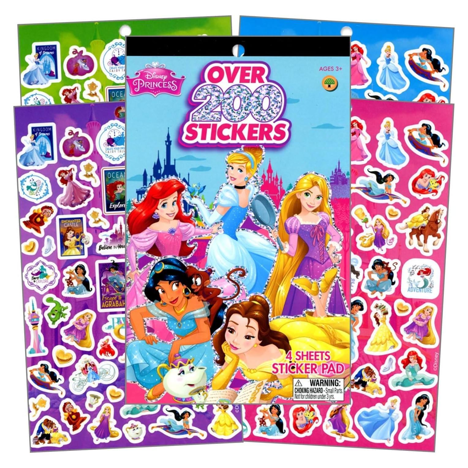 Papel de Pegatinas Disney Princesa - 4 Hojas, 200 Pegatinas