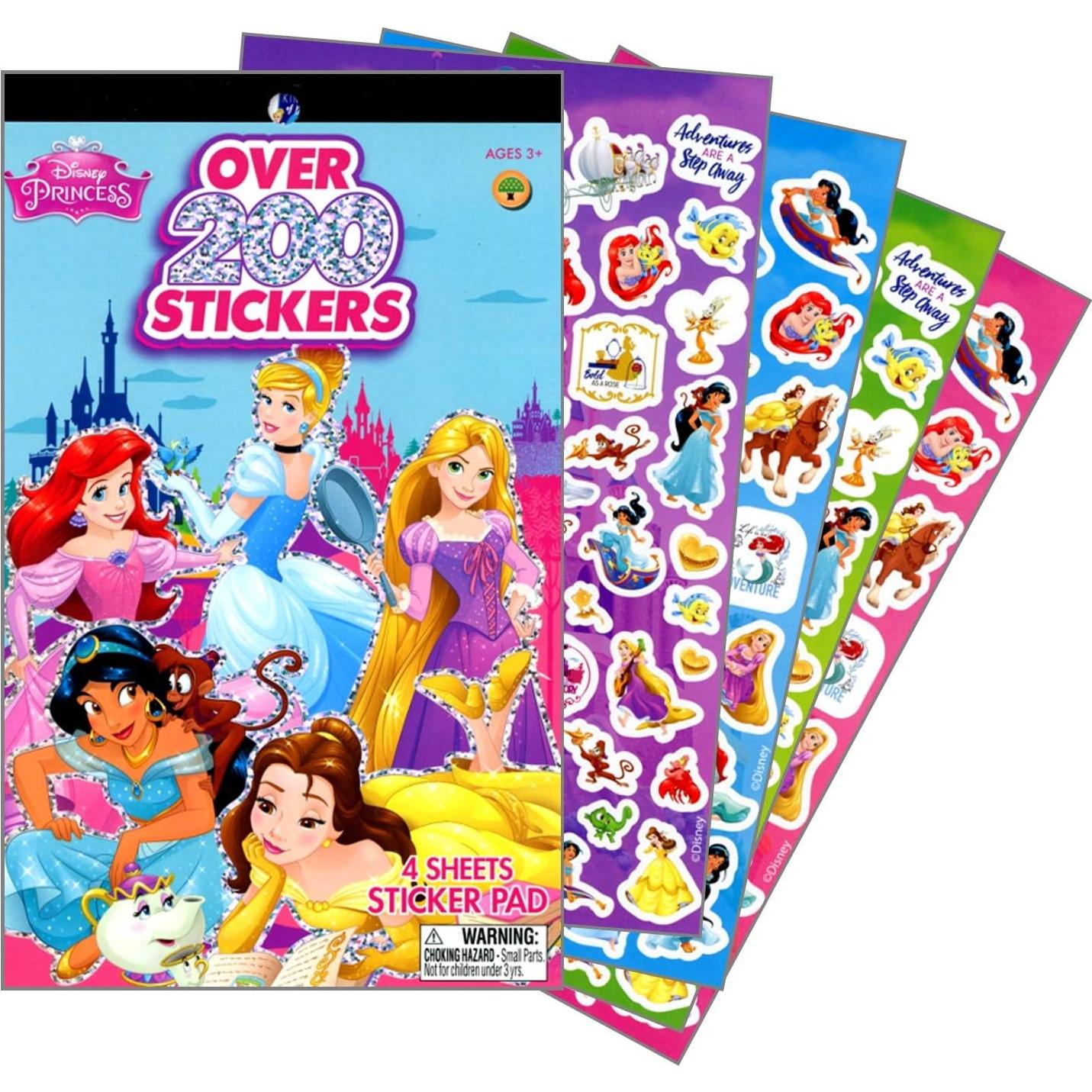 Papel de Pegatinas Disney Princesa - 4 Hojas, 200 Pegatinas