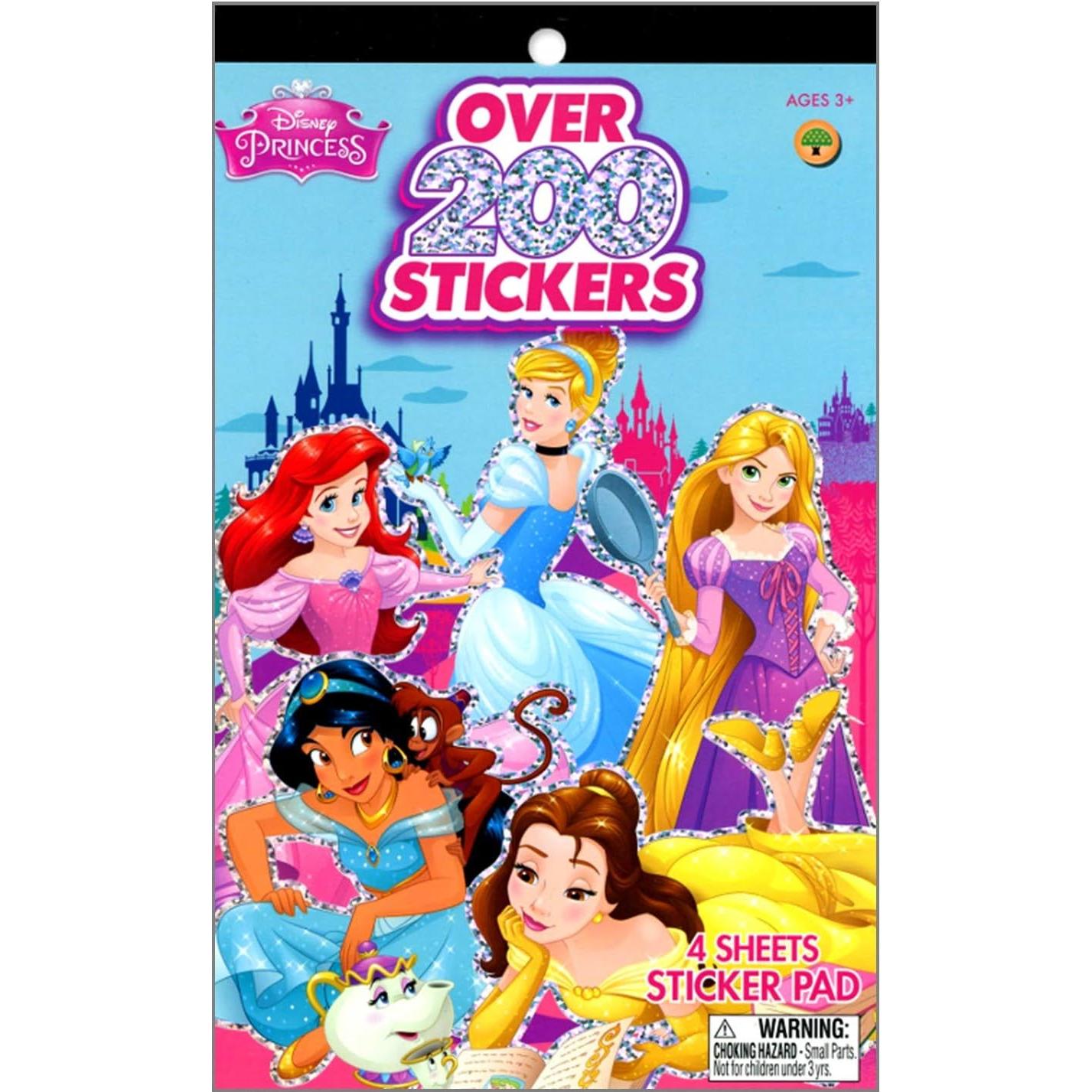 Papel de Pegatinas Disney Princesa - 4 Hojas, 200 Pegatinas