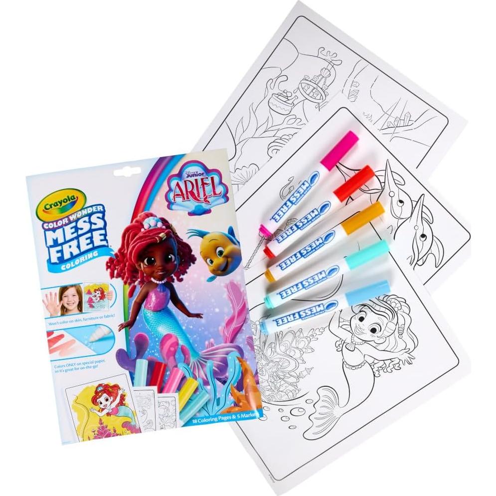 Set de Colorear Crayola Color Wonder Ariel 18 Páginas y 5 Marcadores