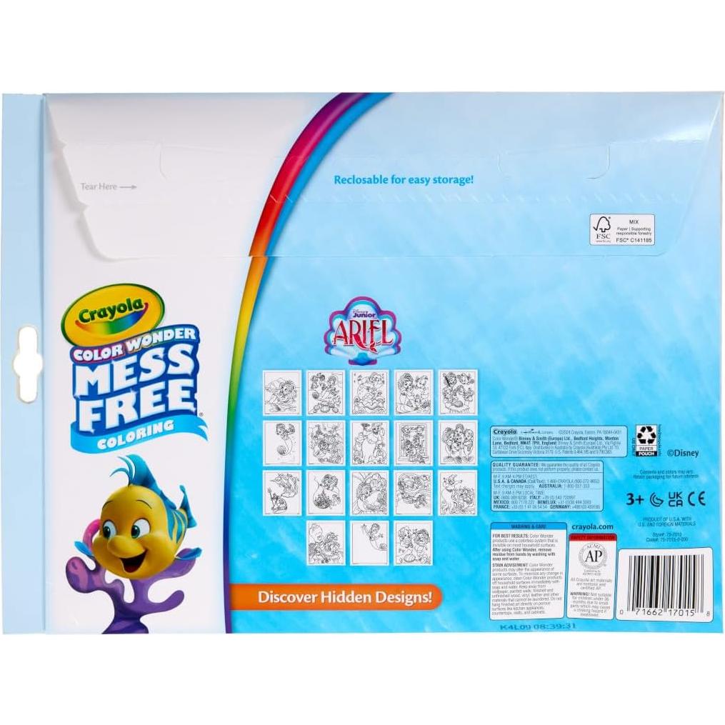 Set de Colorear Crayola Color Wonder Ariel 18 Páginas y 5 Marcadores