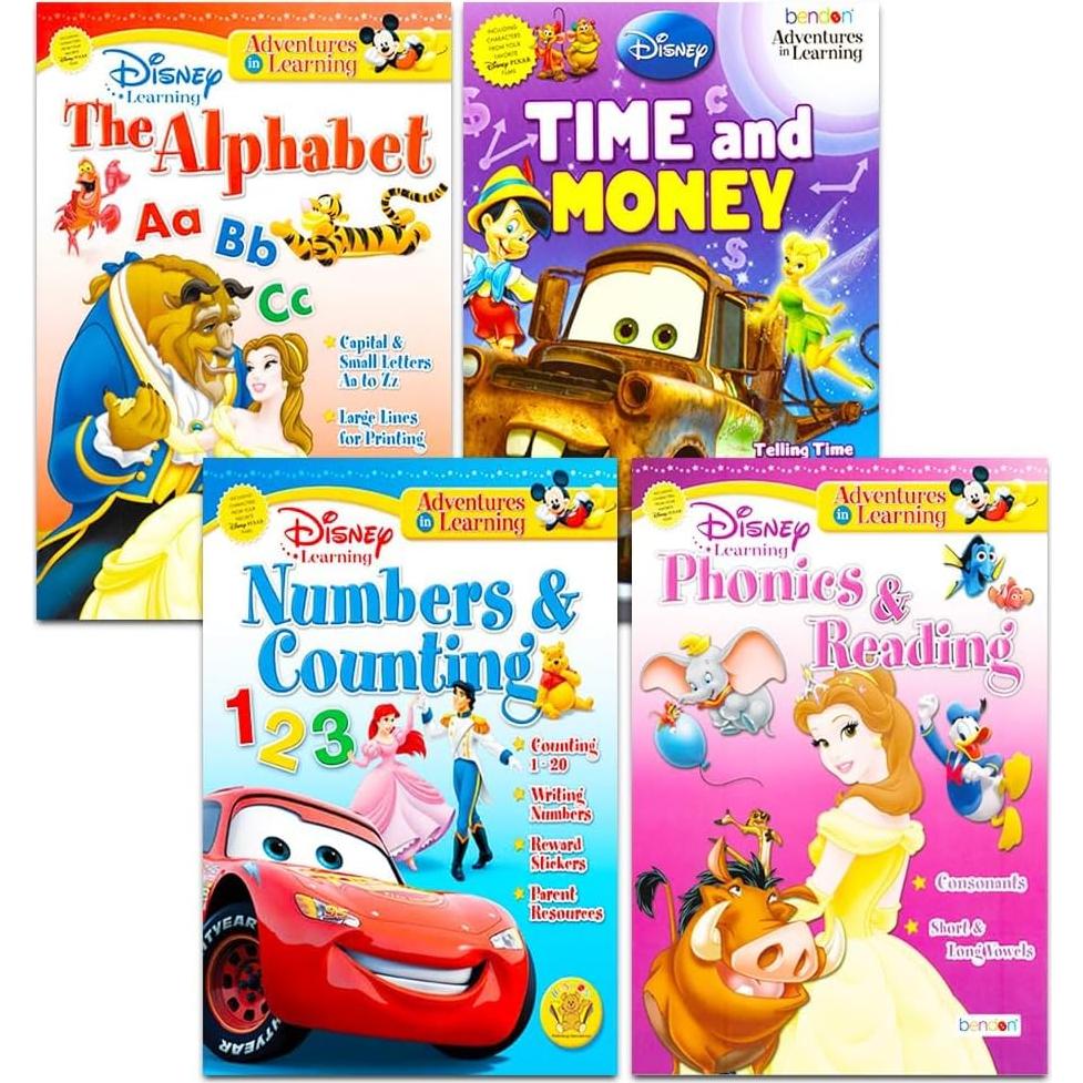 Conjunto de Cuadernos de Aprendizaje Disney para Niños - 4 Piezas