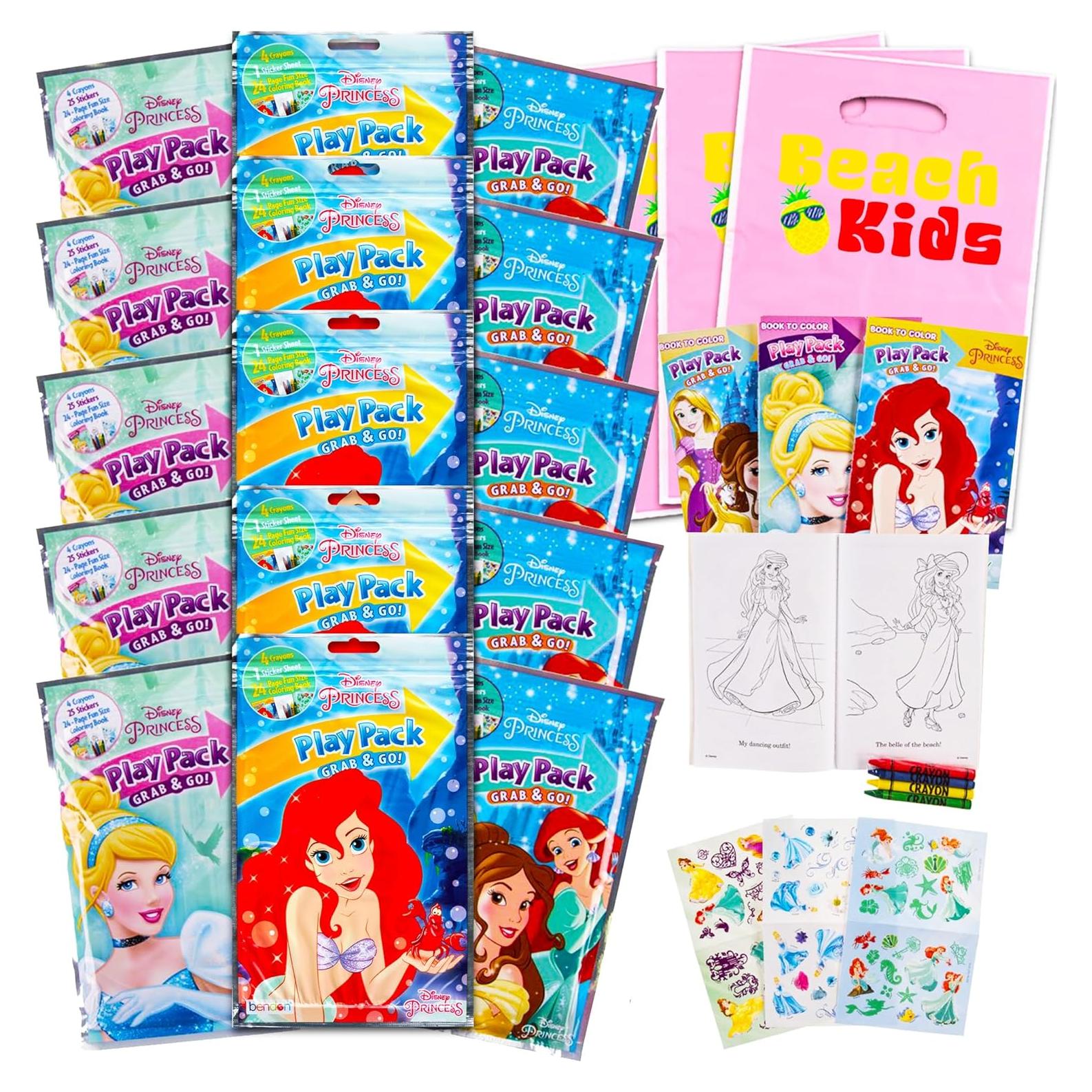 Juego de 15 Paquetes de Fiesta Princesa Disney con Libros y Stickers