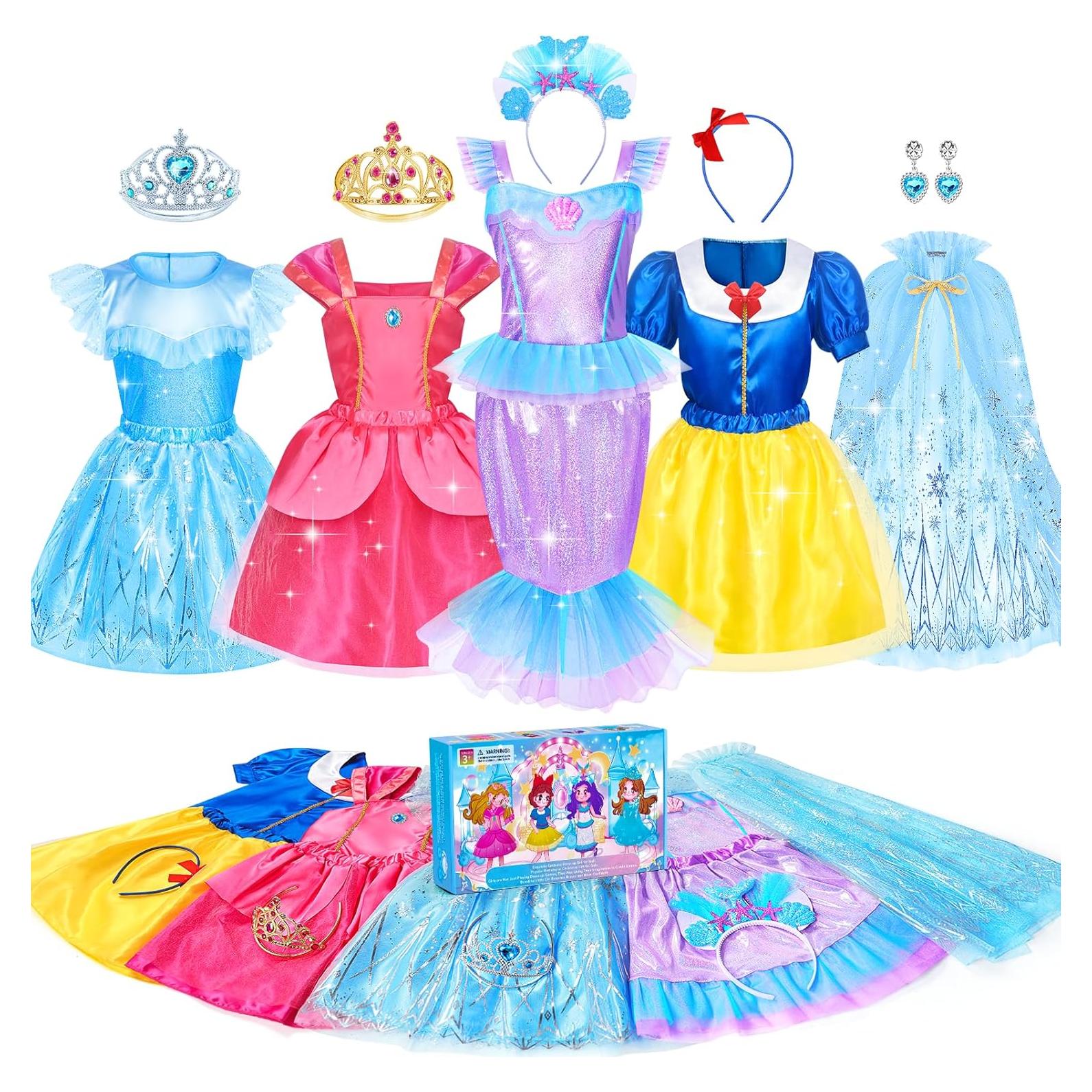 Vestido de Princesa Jeowoqao para Niñas 3-6 Años - Disfraz Completo
