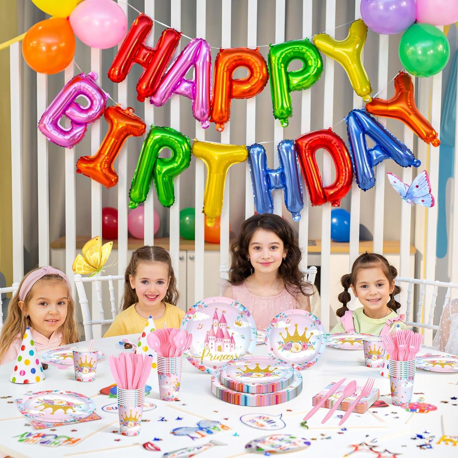 Juego de Vajilla Desechable Princesa Meanplan 168 Pcs 24 Invitados