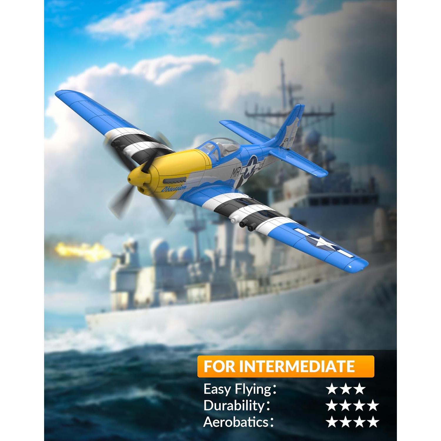 Avión RC VolanteX P51D Mustang 4 Canales Azul