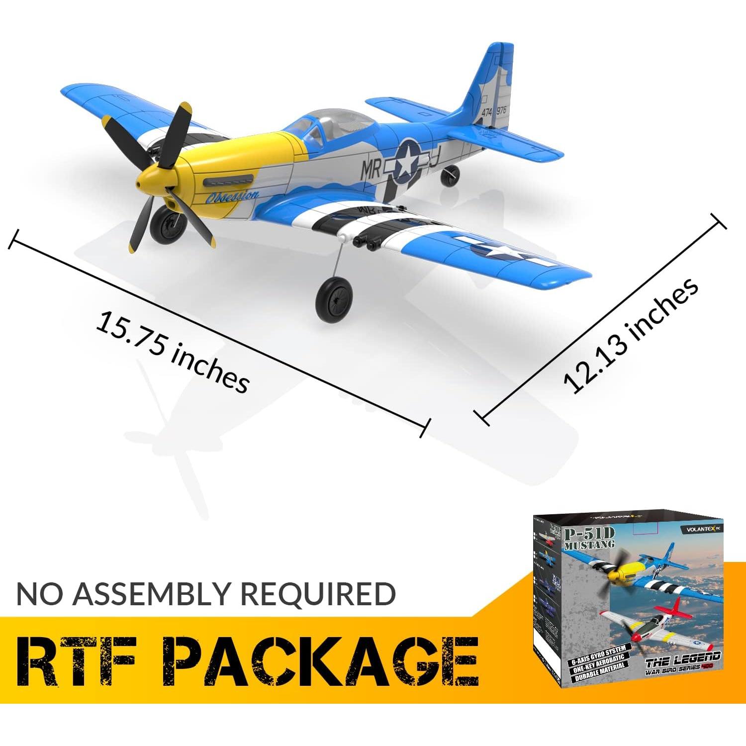 Avión RC VolanteX P51D Mustang 4 Canales Azul