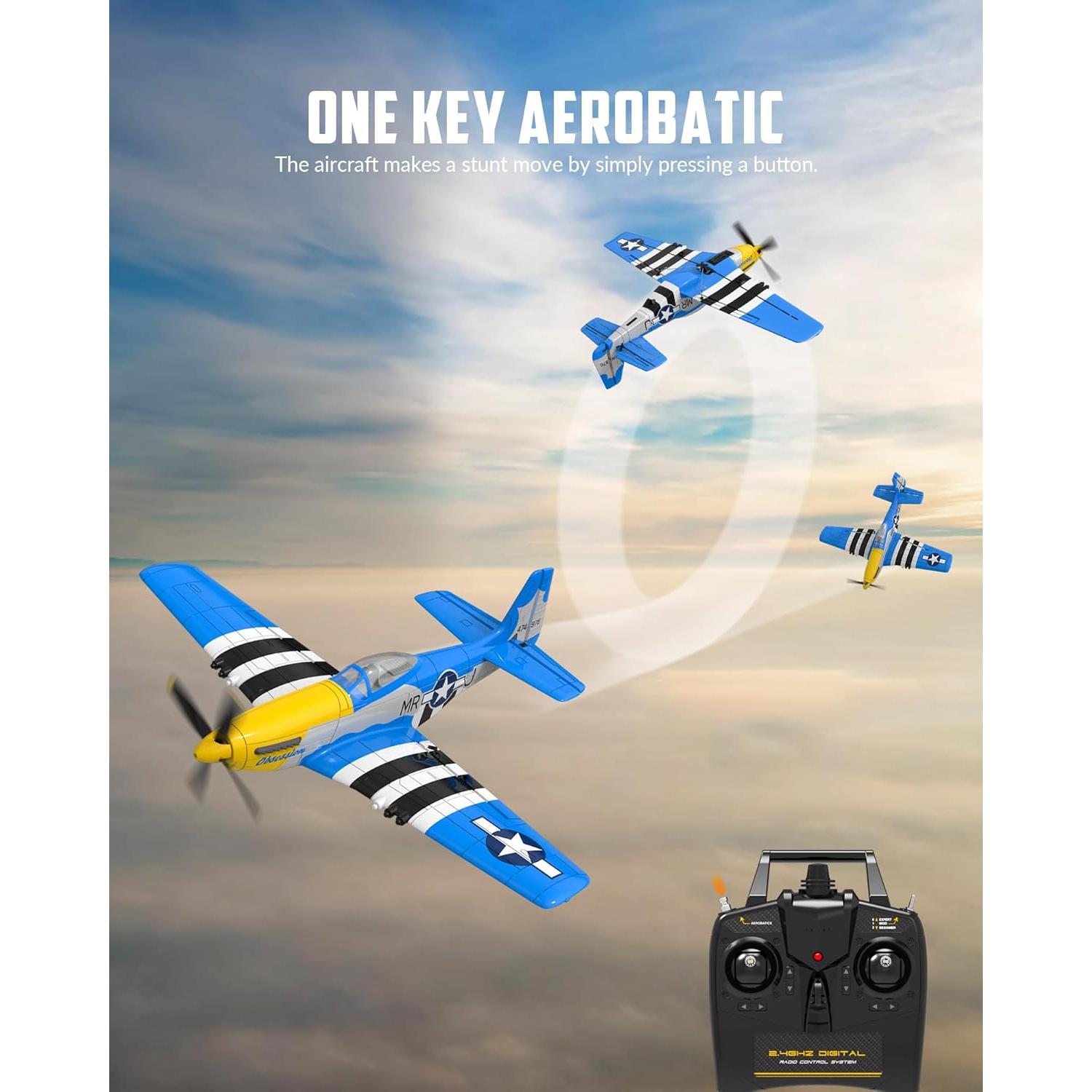 Avión RC VolanteX P51D Mustang 4 Canales Azul