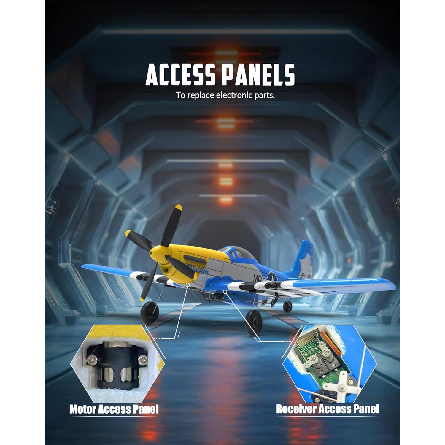 Avión RC VolanteX P51D Mustang 4 Canales Azul