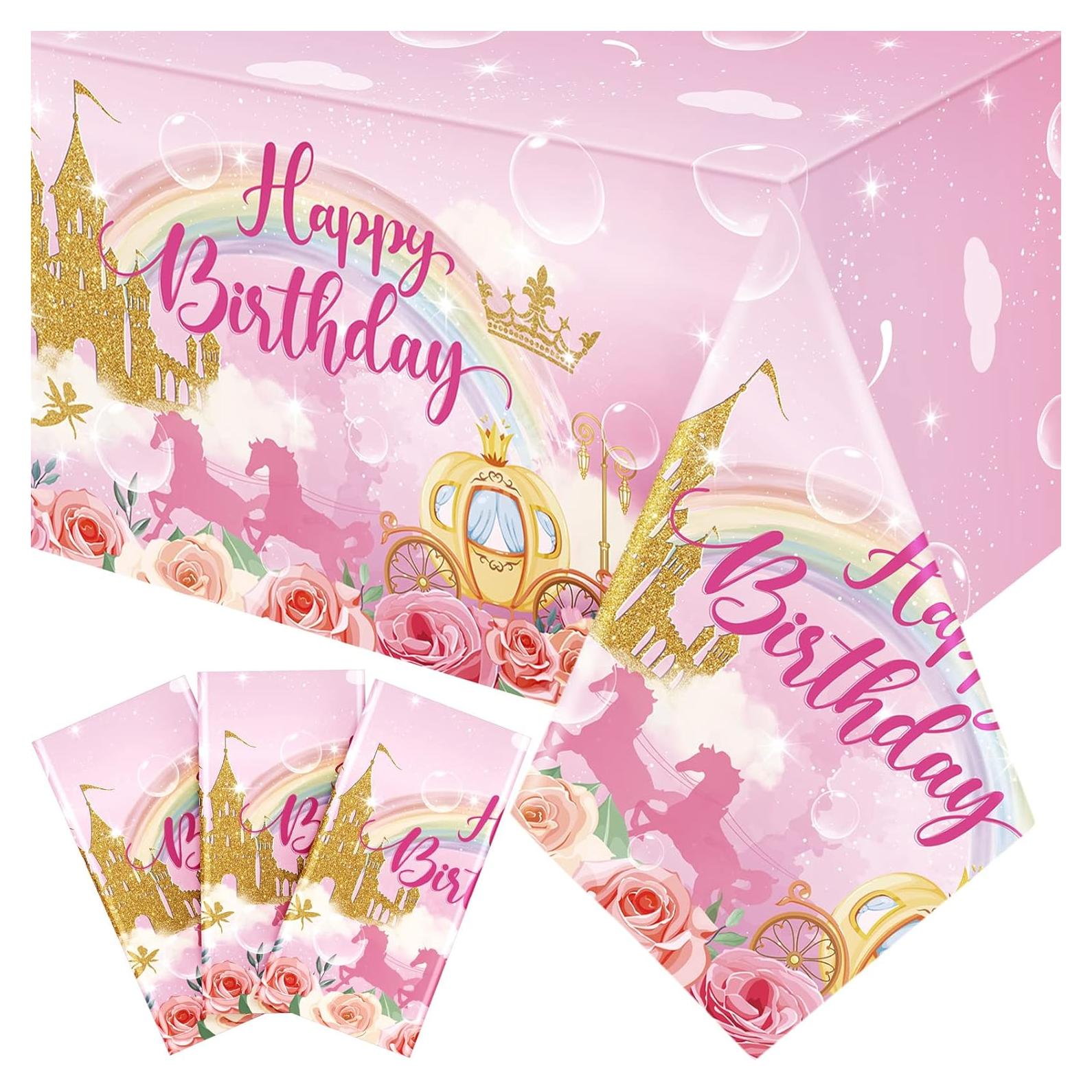 Manteles Desechables de Princesa Oudain - 3 Piezas Rosa 274x137 cm