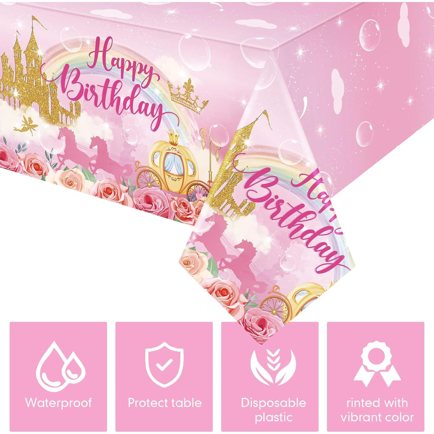 Manteles Desechables de Princesa Oudain - 3 Piezas Rosa 274x137 cm