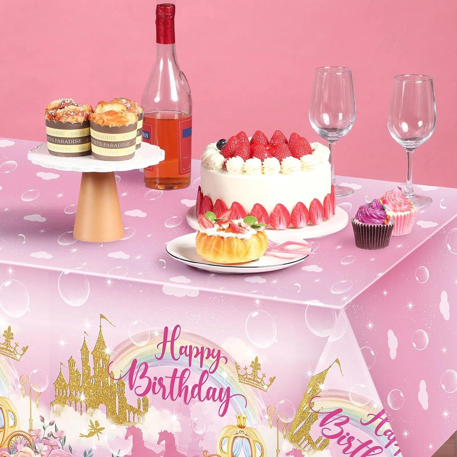 Manteles Desechables de Princesa Oudain - 3 Piezas Rosa 274x137 cm