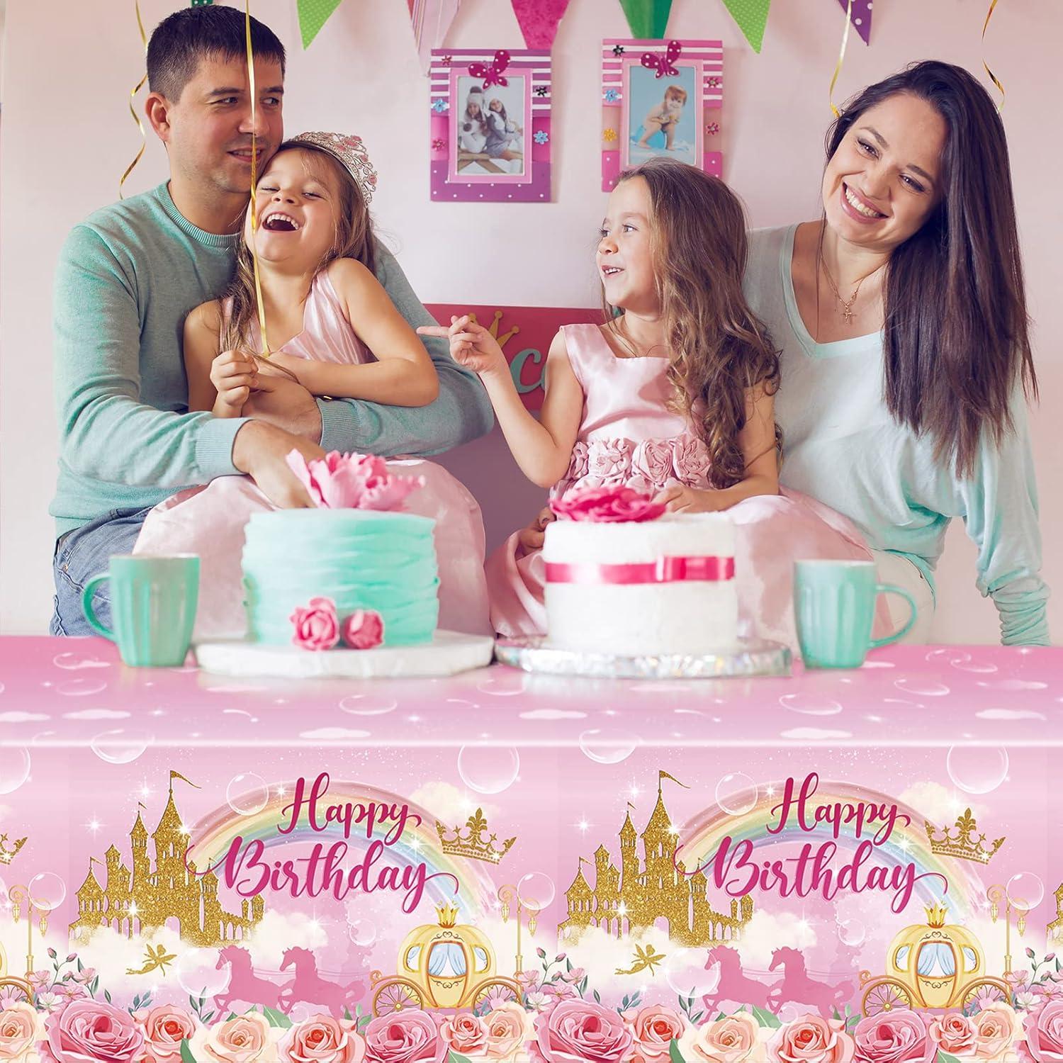 Manteles Desechables de Princesa Oudain - 3 Piezas Rosa 274x137 cm