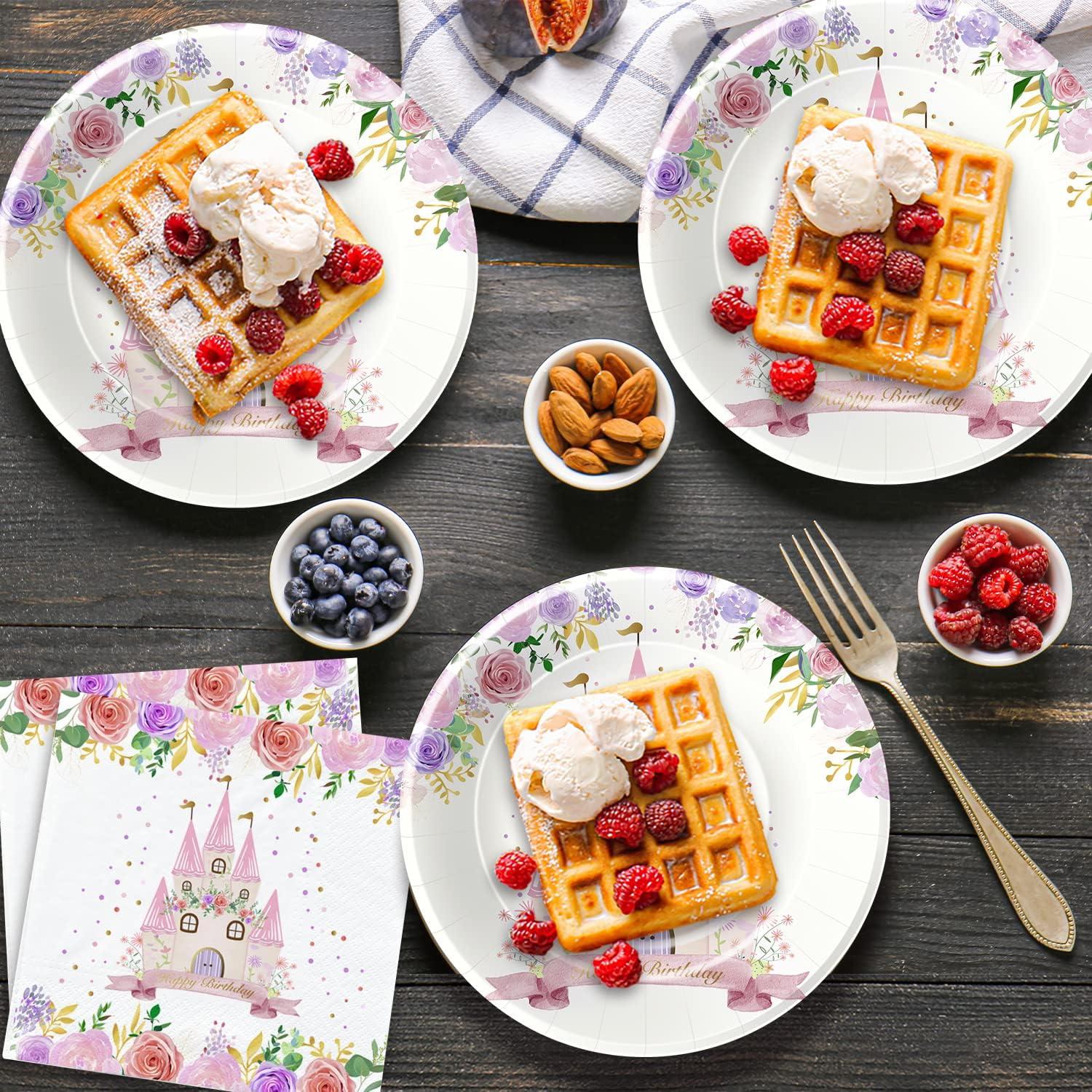 Suministros de Fiesta de Princesa HIPVVILD - Vajilla 96 Pcs