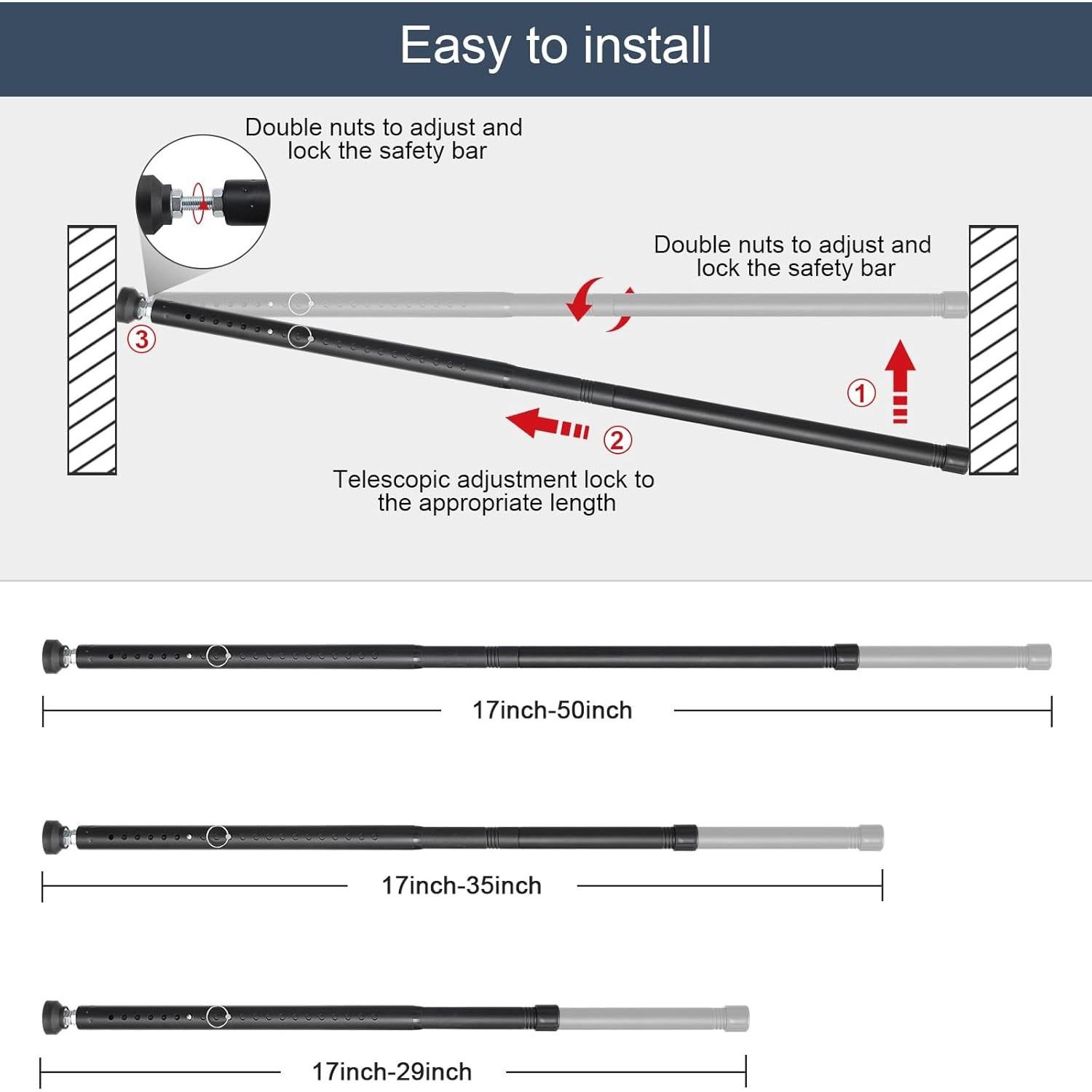 Barra de Seguridad Ajustable DIIG para Puerta Corredera 45-128 cm