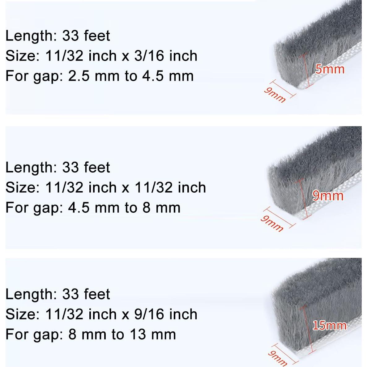 Burlete de Cepillo Noabaco 10.06 m Aislamiento Acústico Gris