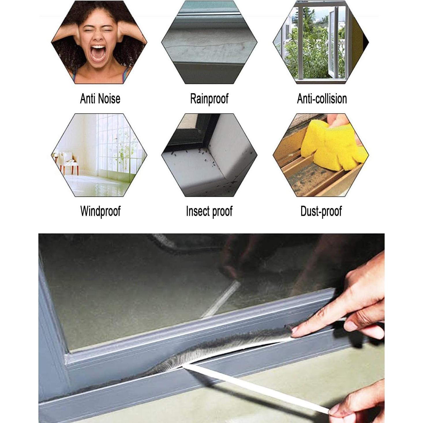 Burlete de Cepillo Noabaco 10.06 m Aislamiento Acústico Gris