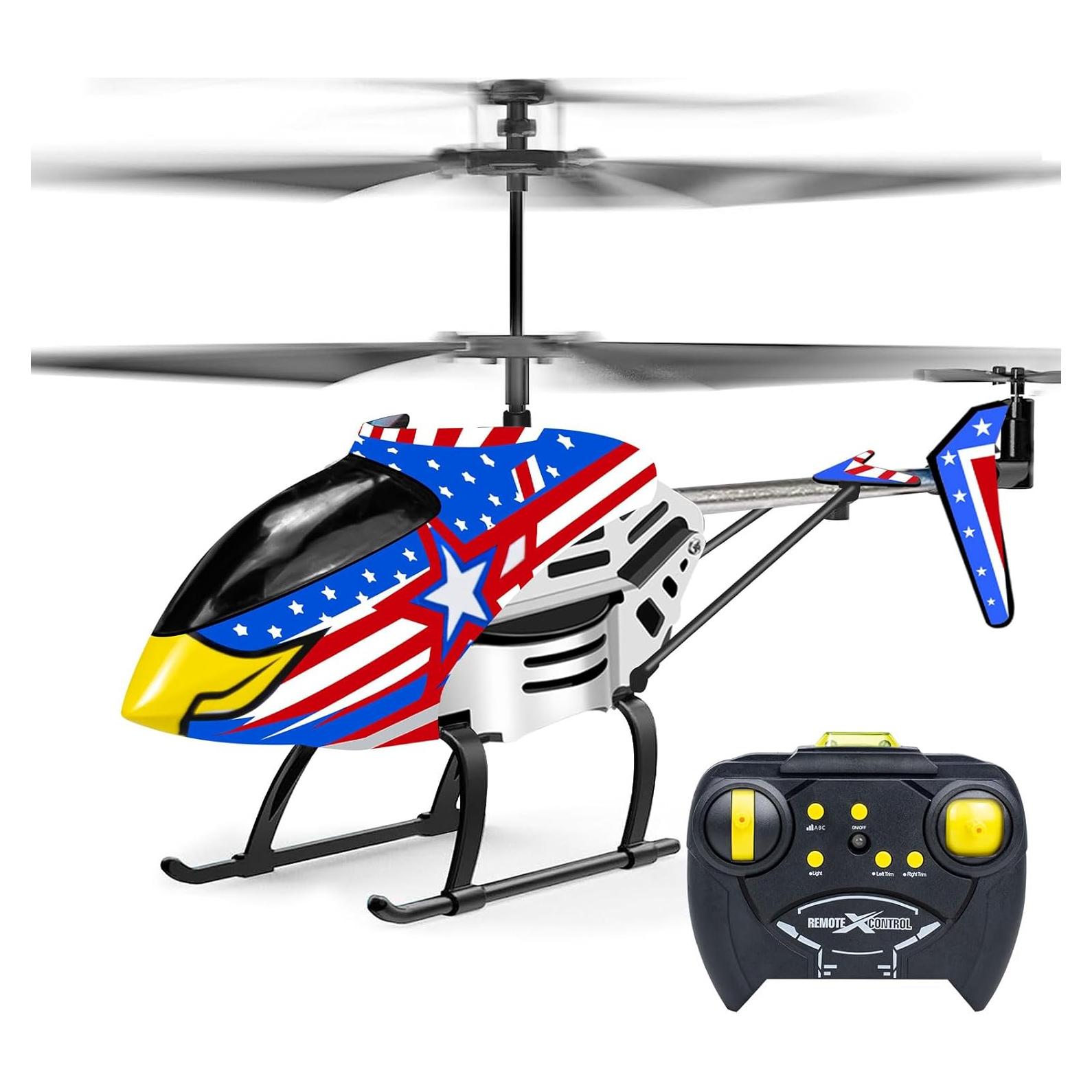 Helicóptero RC Bloolilies Azul Águila 3.5CH LED para Niños