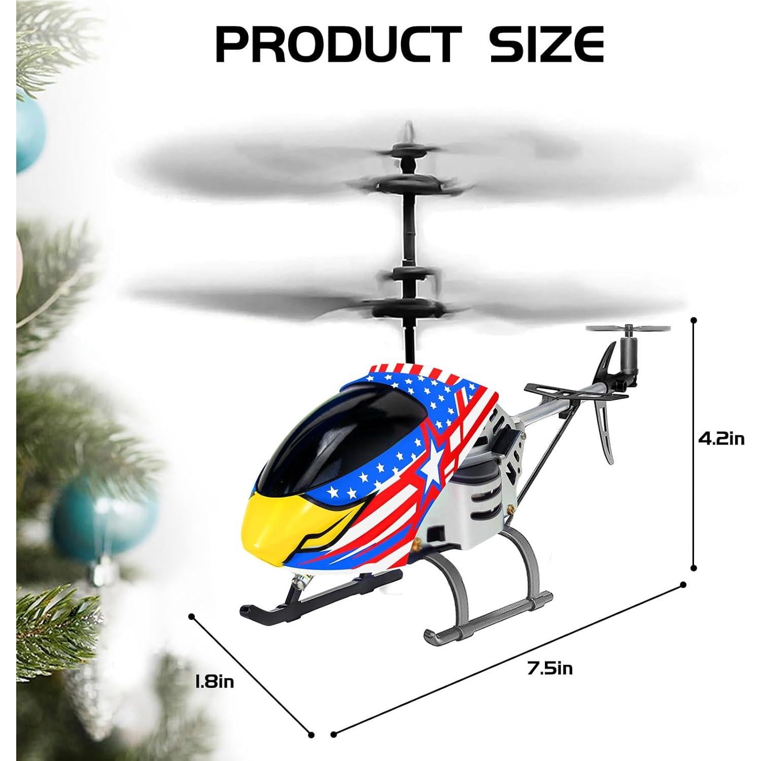 Helicóptero RC Bloolilies Azul Águila 3.5CH LED para Niños