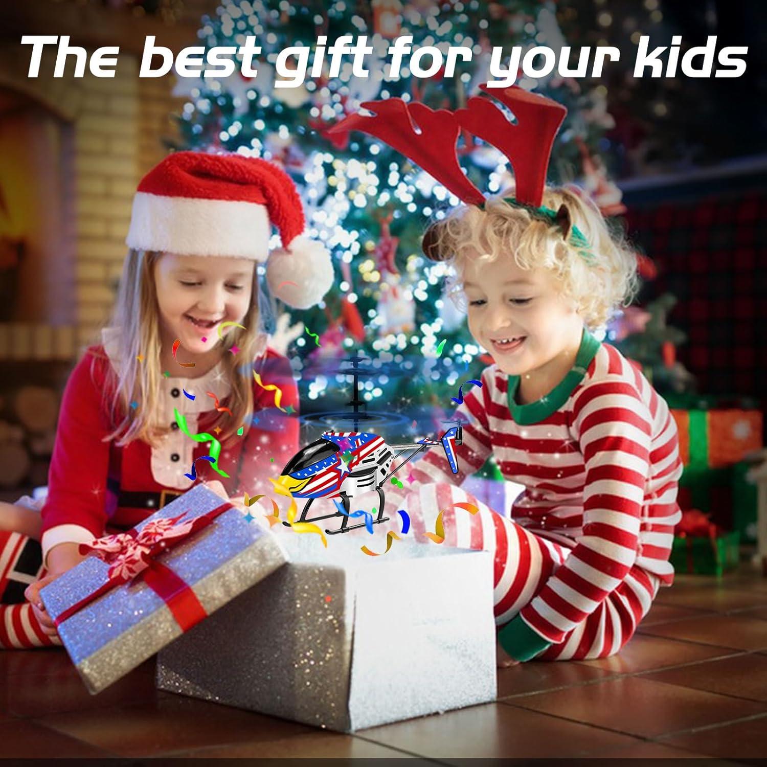 Helicóptero RC Bloolilies Azul Águila 3.5CH LED para Niños