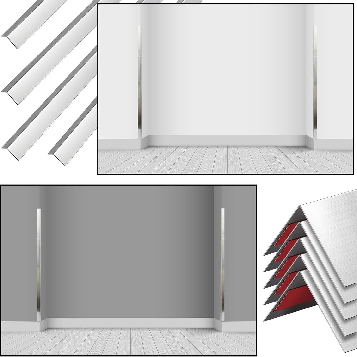 Therwen 10 Piezas Protectores de Esquinas Acero Inoxidable 121.9 cm