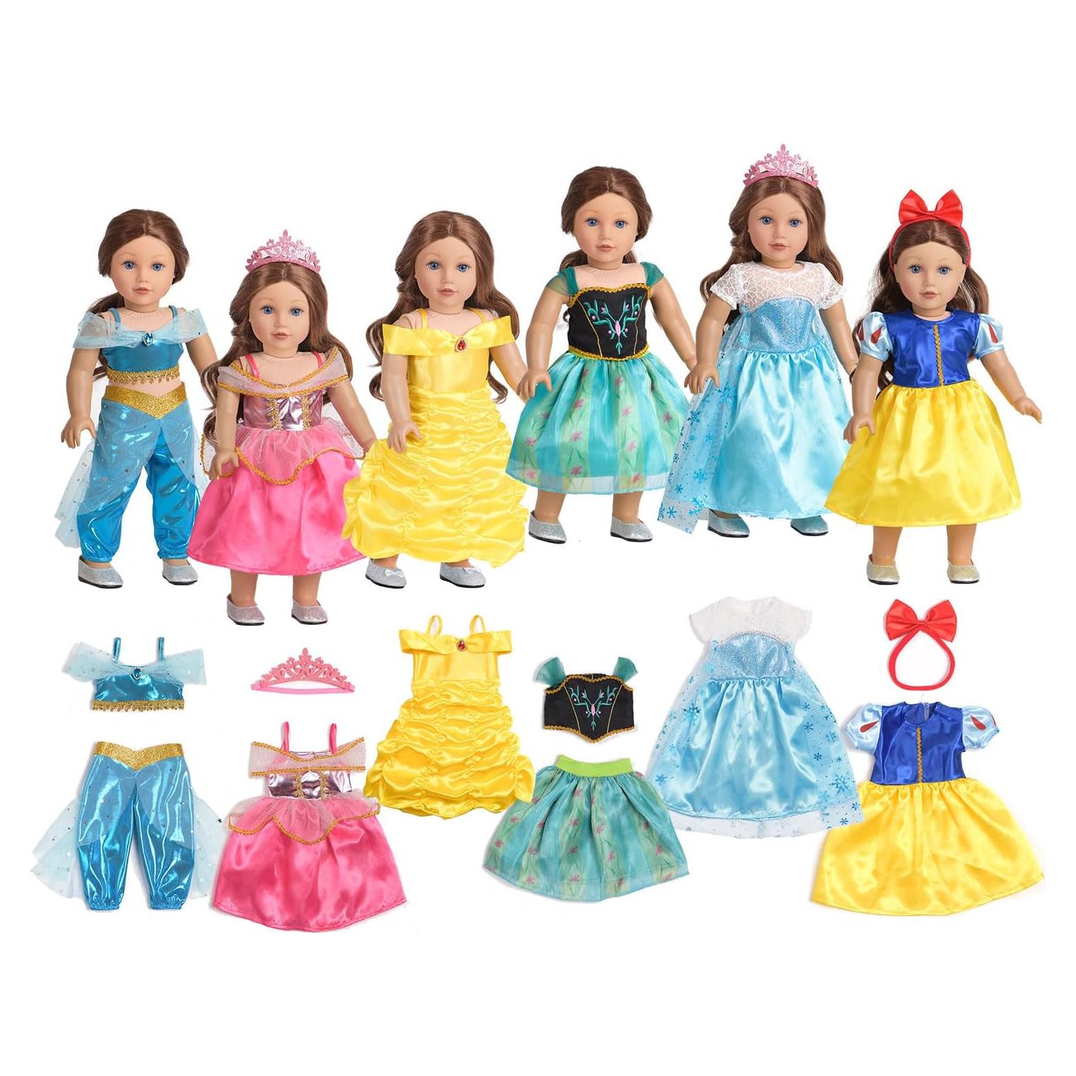 Conjuntos de Ropa para Muñeca 18" Sweet Dolly - 6 Vestidos Princesa